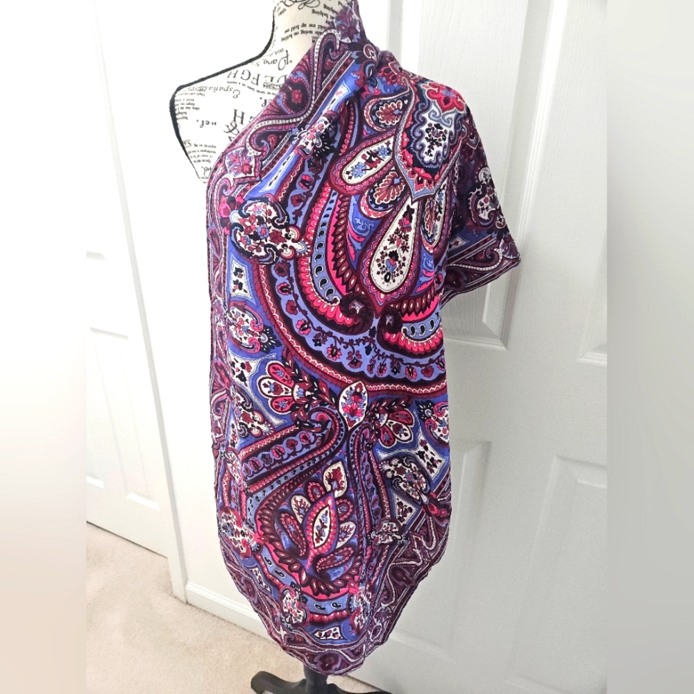 Talbots Paisley Print Scarf - Purple,White and Black.